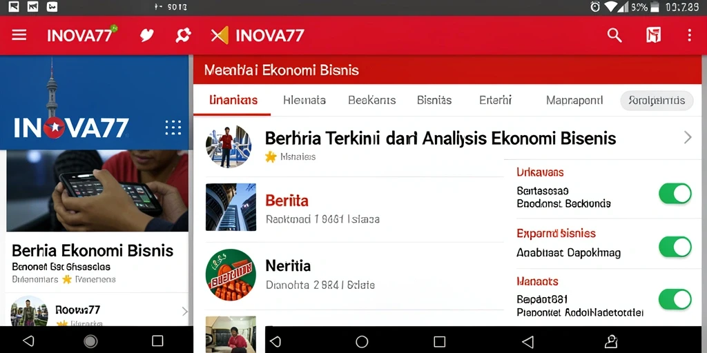 Tampilan antarmuka INOVA77 yang intuitif untuk berita Ekonomi Bisnis.