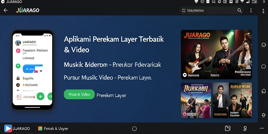 Tampilan antarmuka JUARAGO saat merekam layar dengan fitur lengkap.