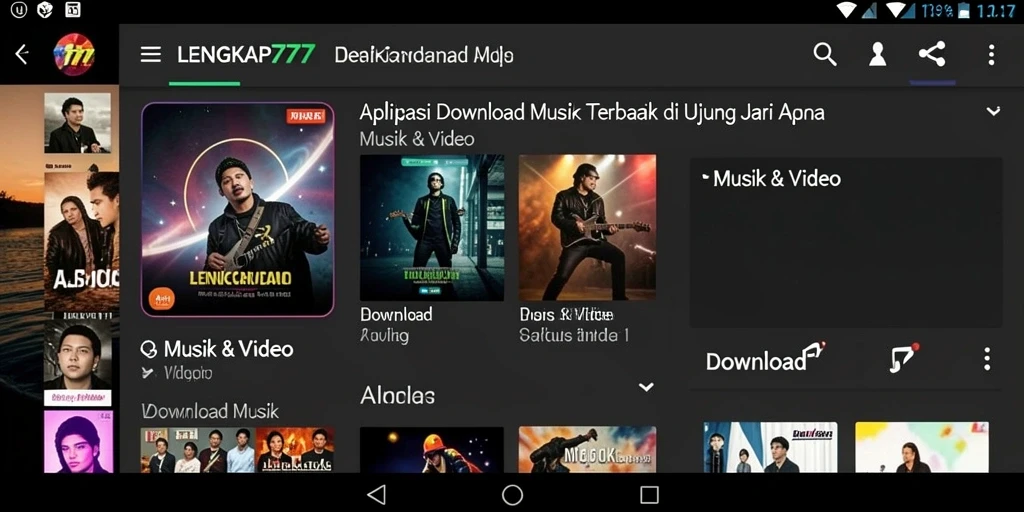 Antarmuka LENGKAP777 untuk Download Musik yang sederhana dan menarik.