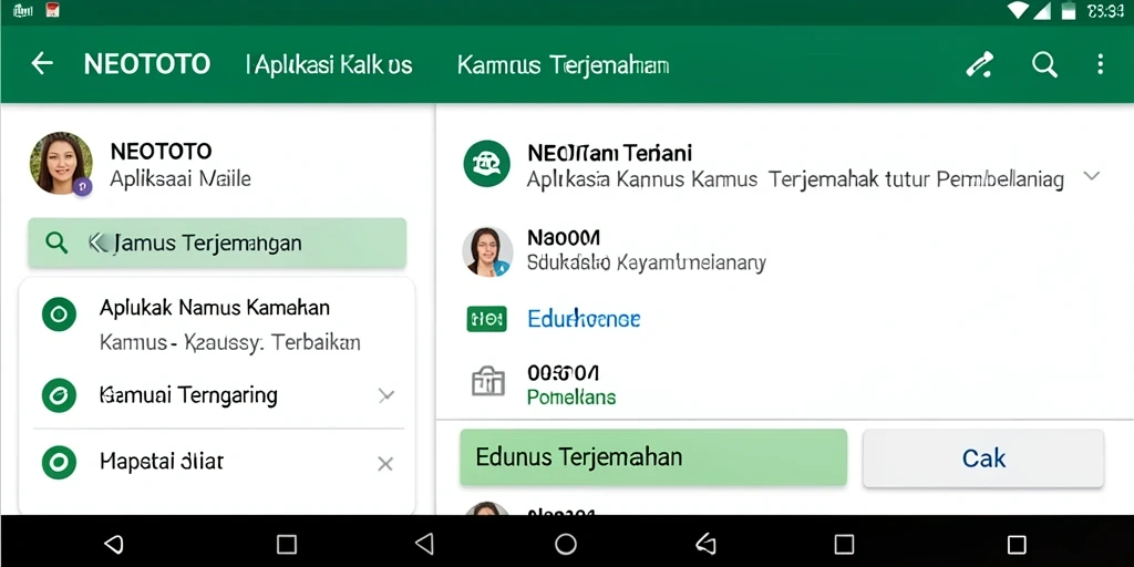 Antarmuka NEOTOTO yang user-friendly untuk Kamus Terjemahan.