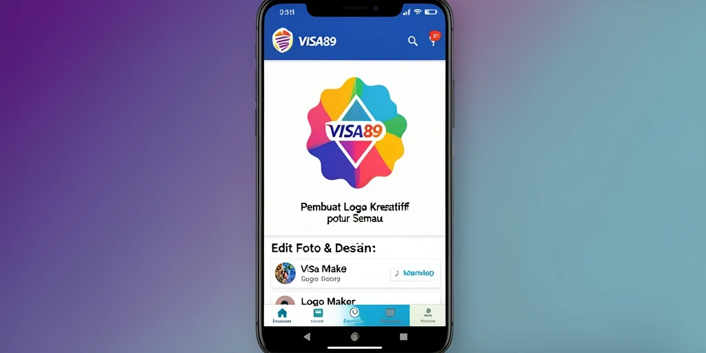 Antarmuka pengguna menarik aplikasi Logo Maker VISA89.